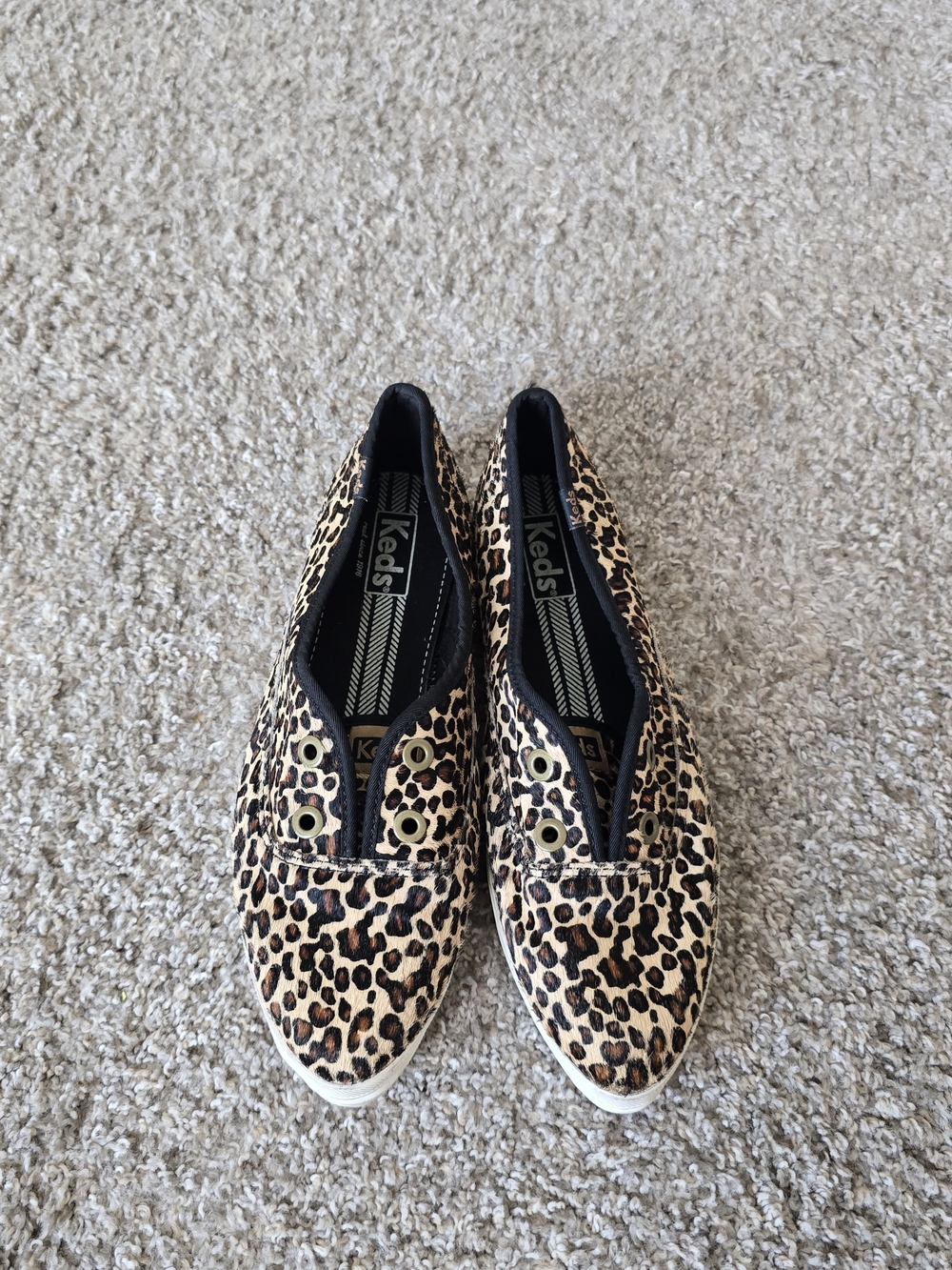 Keds Women's Leopard Print Genuine Leather Slip-On Flat Round Toe US 8.5 EU 39.5 - Picture 2 of 8
